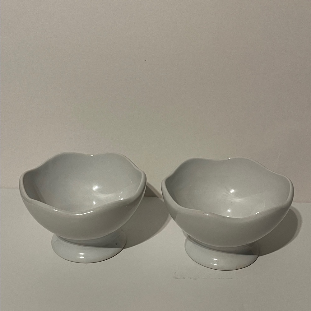 ND Exclusive Vintage White Scalloped Edge Candy Bowls|Cottagecore Trinket Dishes